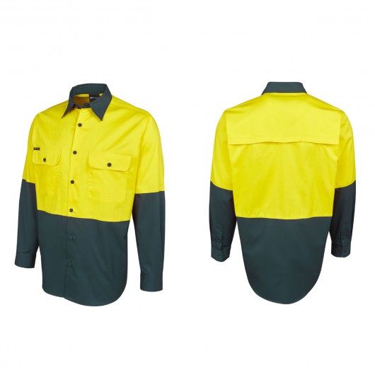 Yellow Green Hi Vis LS Workshirts Alt
